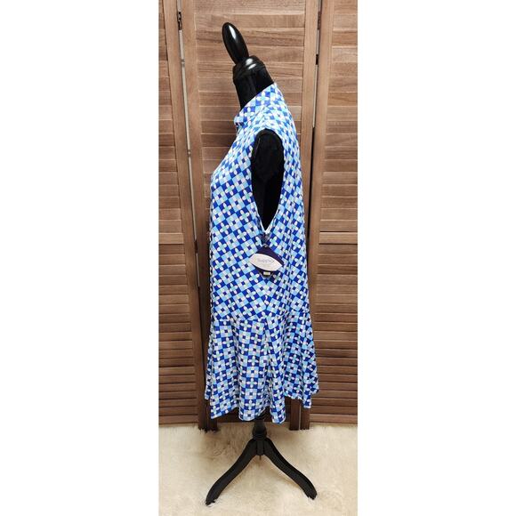 Rezobay XXL Italia Printed Sleeveless Hem Flounce Poly Dress Resort Luxury Wear - Picture 6 of 8